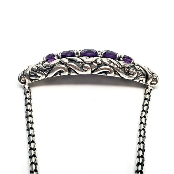 Samuel B Sterling Silver Amethyst Adjustable Slide Bracelet - Picture 6 of 11